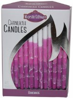 Chanukah Candles Purple Pink and White Executive Collection 45 Count 6"