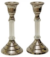 Candlesticks Nickel Plated and Lucite 6"