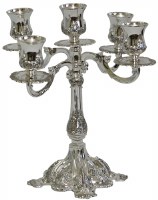 Silver Plated Candelabra 5 Branches 9.5"