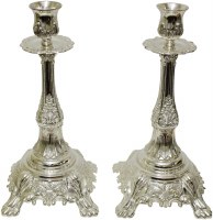 Silver Plated Candlesticks Floral Design 13"