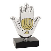 Chamsa Stand with Modern Menorah Engraved Design