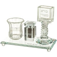Crystal Havdallah Etched Design 4 Piece Set