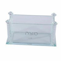 Crystal Matzah Box Vertical Square Silver Metallic Net in Stems 10.5" x 5.5"