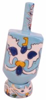 Standing Dreidel on a Stand with Painted Design