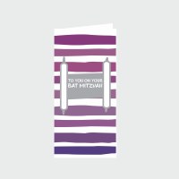 Bat Mitzvah Wallet Greeting Card - Purple Striped Design