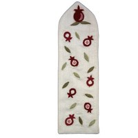 Yair Emanuel Silk Bookmark White Embroidered Pomegranate Design