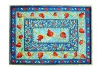 Yair Emanuel Challah Board with Lucite Protector - Pomegranates