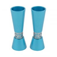 Candlesticks Turquoise Cone Shaped Designed by Yair Emanuel