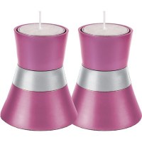 Yair Emanuel Anodized Aluminum Small Candlesticks - Pink