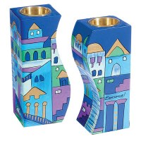 Yair Emanuel Fitted Candle Holders - Blue Jerusalem