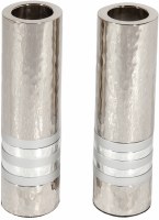 Yair Emanuel Hammered Nickel Cylinder Candlesticks - Silver Rings
