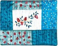 Yair Emanuel Embroiderd Tefillin Bag with Patches - Pomegranates Blue