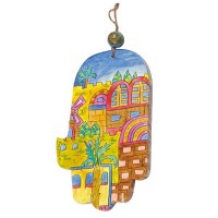 Yair Emanuel Large Hand Painted Chamsa - Jerusalem