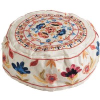 Yair Emanuel Embroidered Bucharian Kippah - White Flowers