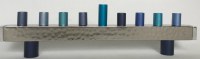 Yair Emanuel Anodized and Hammered Strip Candle Menorah - Blue