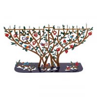 Menorah Pomegranate Tree Lazer Cut Designed by Yair Emanuel Lazer