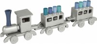 Yair Emanuel Anodized Train Candle Menorah Silver with Blue Candles