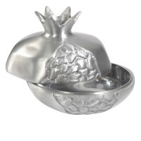 Yair Emanuel Aluminum Pomegranate Honey Dish Large - Silver