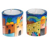 Yair Emanuel Round Small Candlesticks - The Western Wall