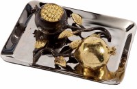 Yair Emanuel Salt and Pepper Shaker Set with Copper Pomegranate Branch