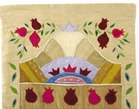 Yair Emanuel Raw Silk Tallit Bag - Pomegranates Gold