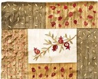 Yair Emanuel Embroidered Tallit Bag with Patches - Pomegranates Gold