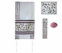 Yair Emanuel Embroidered Raw Silk Tallit Set - The Matriarchs White 17" x 75"