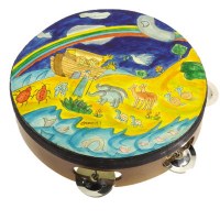 Yair Emanuel Handpainted Leather Tambourine - Noah's Ark