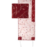 Yair Emanuel Organza Tallit Set with Full Embroidery Maroon 20" x 75"