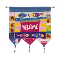 Yair Emanuel English Welcome Wall Hanging - Multicolor with Fish