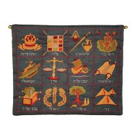 Yair Emanuel Twelve Tribes in Hebrew Wall Hanging - Blue