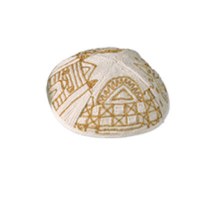 Yair Emanuel Hand Embroidered Kippah - Gold Jerusalem