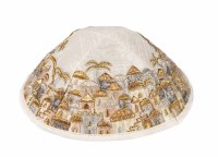 Yair Emanuel Embroidered Kippah - Jerusalem in Gold