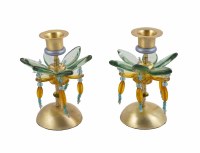 Candlesticks Bronze Metal Polymer Beads Yellow and Green Small Flower Designed by Yair Emanuel