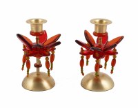 Candlesticks Bronze Metal Polymer Beads Maroon Small Flower Designed by Yair Emanuel