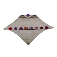 Candle Menorah Hammered Waved Diamond Shape Maroon by Yair Emanuel