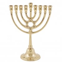 Yair Emanuel Candle Menorah Gold Rounded Cups and Branches Star of David Design