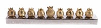 Yair Emanuel Strip Candle Menorah Gold Pomegranate Candle Holders