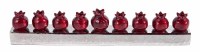 Yair Emanuel Strip Candle Menorah Red Pomegranate Candle Holders