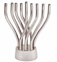 Menorah Anodized Silver Colored Branches Rotating Design by Yair Emanuel