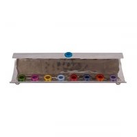 Candle Menorah Hammered Wave Shape Multi Color by Yair Emanuel