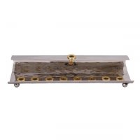 Candle Menorah Hammered Wave Shape Brass by Yair Emanuel