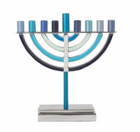 Yair Emanuel Candle Menorah Classic Style Blue Toned Branches