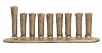 Yair Emanuel Metal Hand Made Strip Menorah Cylinder Shape Oval Base Gold