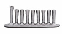 Yair Emanuel Metal Hand Made Strip Menorah Cylinder Shape Oval Base Silver
