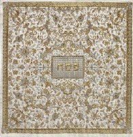 Yair Emanuel Full Embroidered Matzah Cover and Afikoman Bag Set - Oriental Gold and Grey