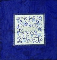 Yair Emanuel Embroidered Matzah Cover and Afikoman Bag - Pomegranates White on Blue