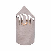 Yair Emanuel Memorial Candle Holder Hammered Metal Yizkor Cutout