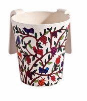 Washing Cup Bamboo Multicolor Bird Motif Designed by Yair Emanuel