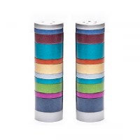Yair Emanuel Salt and Pepper Shakers Cylinder Shape Full Rings Design Multicolor